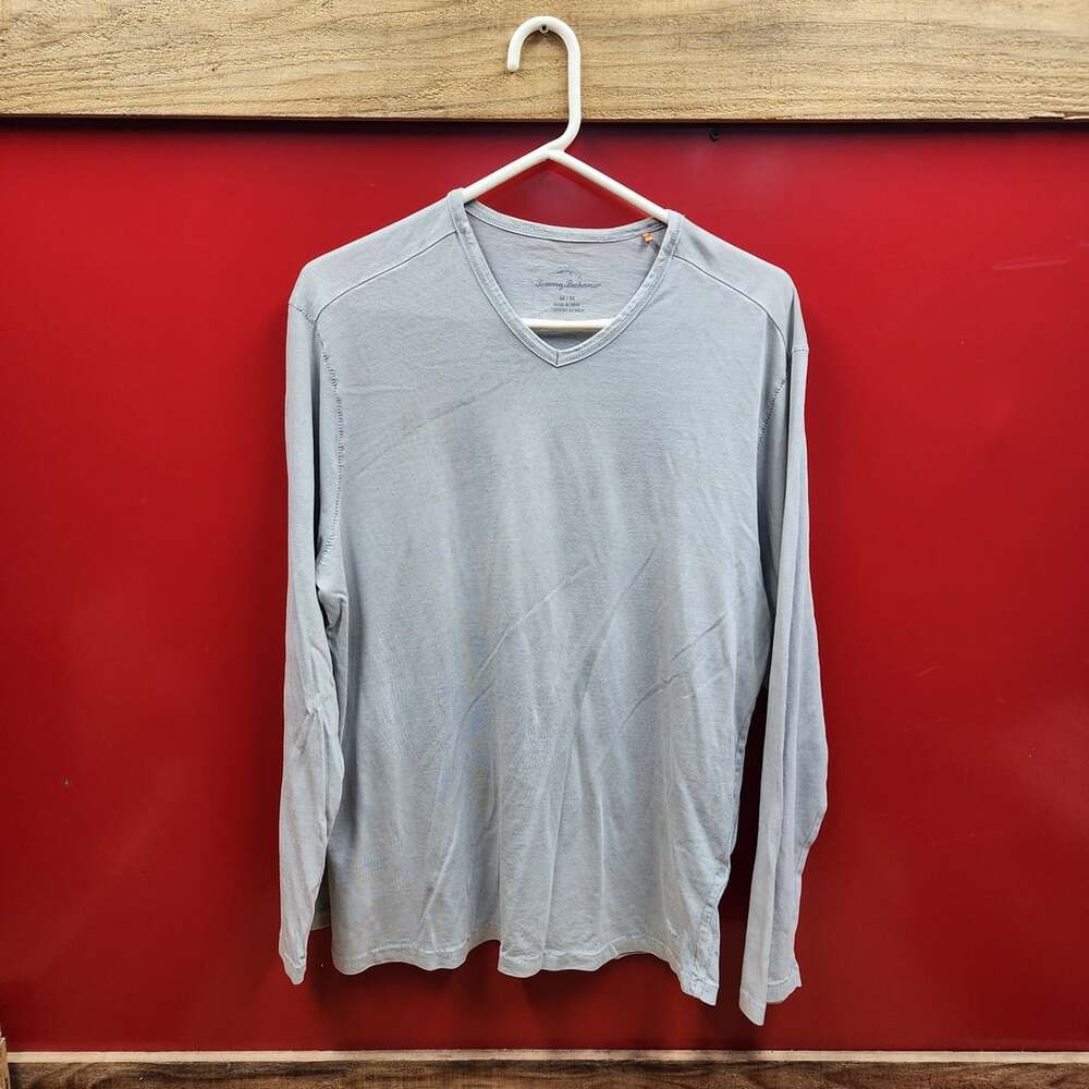Tommy Bahama Men's Long Sleeve V-Neck T-Shirt Grey Size M